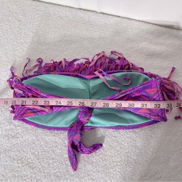 5/$25 OP Purple and Pink Fringe Bandeau Strapless Bikini Top S - Picture 7 of 10
